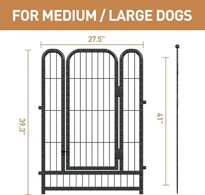 Metal Dog Playpen, 40 Inch Height 8 Panels, Ideal Dog Fence for Large/Medium/Small Dogs Indoor & Outdoor Bliss, Perfect Dog Pen for Camping, Yard, and RV | Black-Silver