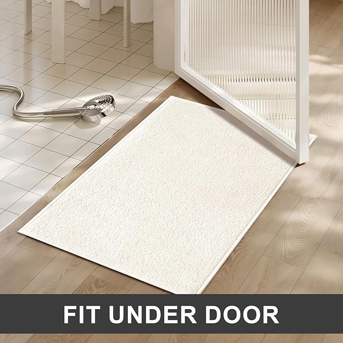 Bathroom Runner Rugs, Thin Absorbent Non-Slip Bath Mat, Quick Dry Low Pile Mats for Bathroom Floor Front of Bathtub,Shower Room,Sink,24"×72",White