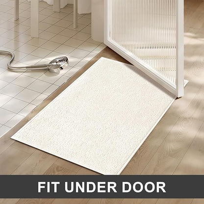 Bath Mat-Non-Slip Bathroom Floor Mats-Absorbent Quick Dry Low Pile Bathroom Rugs Fit Under Door-Bath Rug for Sink,Bathtub,Shower Room,17"×24",White