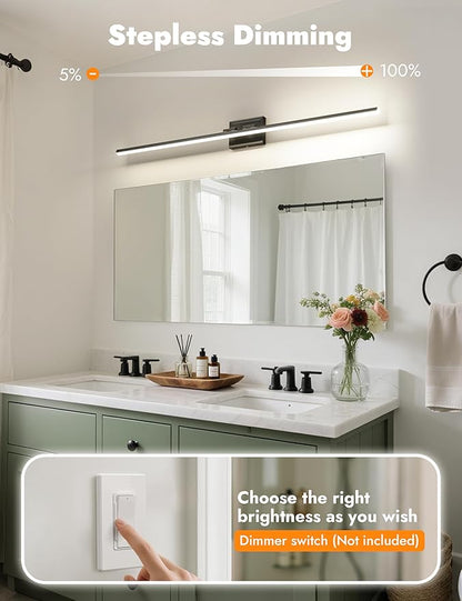 NIORSUN 48 Inch Modern Bathroom Light Fixture, 30W 5CCT Dimmable LED Black Bathroom Vanity Lights Over Mirror, Vanity Lights for Bathrooms Restroom Mirror- ETL Certified