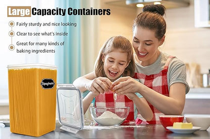 Wildone Extra Large Tall Airtight Food Storage Containers 6.5L/ 5.9QT, Plastic BPA Free Kitchen Pantry Storage Containers 4 Pieces for Flour, Sugar, Rice, with 20 Labels & 1 Marker, Gray