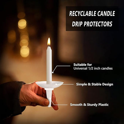 200 Pcs Candle Drip Protectors, Reusable Plastic Candle Holders Bobeches for Candlesticks, Candle Drip Wax Catcher Convenient Candlelight Service for Church Vigil Christmas Eve Wedding Party Candles