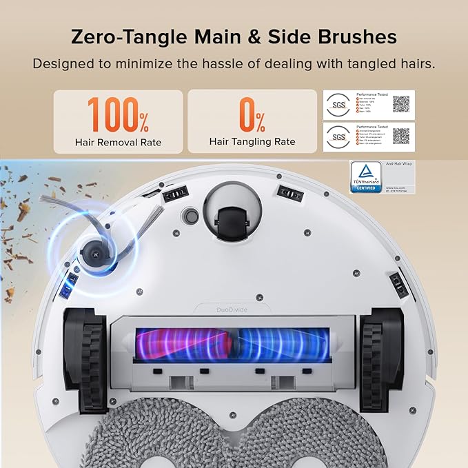 roborock Qrevo Curv S5X Robot Vacuum and Mop, 17000Pa Suction, Zero-Tangling Design, FlexiArm Side Brush, Smart Obstacle Avoidance, Self-Washing & Drying & Emptying for Carpet, Pet Hair, Hard Floor