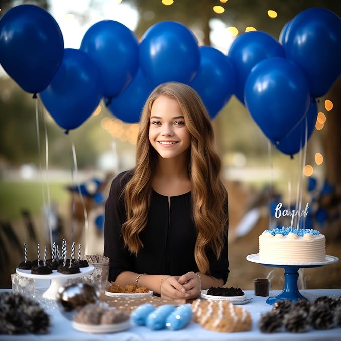 130PCS RoyalBlue Balloons, Latex Balloon Different Sizes 18/12/10/5 Inch, Helium Balloons with Ribbon, Party Balloon Set for Birthday Wedding Graduation Anniversary Baby Shower Decoration