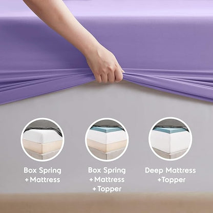 Nestl Short Queen Sheet Set - 1800 Ultra-Soft Microfiber - Double Brushed - Deep Pockets - Easy Fit - 4 Piece Set - Bed Sheets (Short Queen, Lavender)