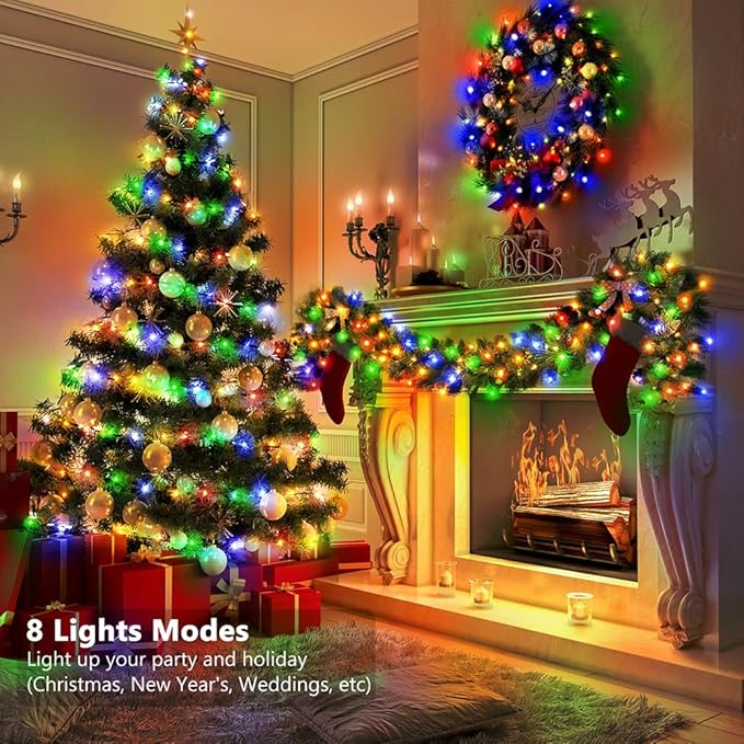 Battery Operated String Lights, 33ft 100 LED Fairy String Lights Battery Powered w/Remote & Timer for Indoor Outdoor Christmas Trees Wreath Decoration Bedroom Patio - Multicolor