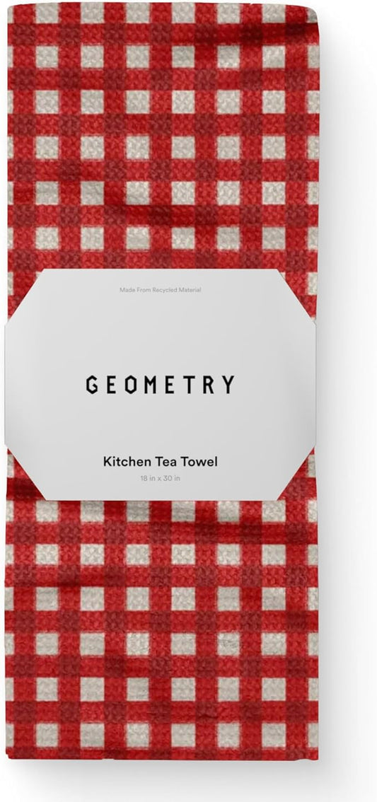 GEOMETRY Kitchen Towel – Spring & Summer Quick Dry Microfiber Dish for Kitchen Drying – Premium Quick Dry, Merry Red
