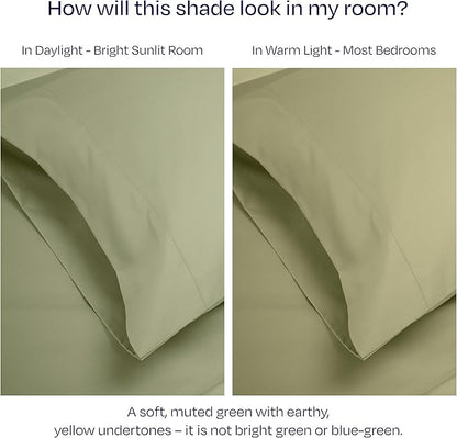 California Design Den Thick and Natural 100% Cotton Bed Sheets King Size Set - Luxury 1000 Thread Count Sateen, Deep Pocket Sheet & Pillowcase Sets, Soft, Breathable and Durable Bedding - Sage Green