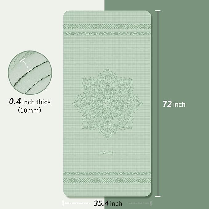 Large Yoga Mat-72’x36’x0.4’ Extra Width ＆ Thick,Comfortable,Non-Slip Exercise Mat-Works Great on All Floor for Stretching,Yoga Studio,Gym or Home Workouts