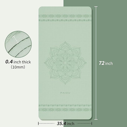 Large Yoga Mat-72’x36’x0.4’ Extra Width ＆ Thick,Comfortable,Non-Slip Exercise Mat-Works Great on All Floor for Stretching,Yoga Studio,Gym or Home Workouts