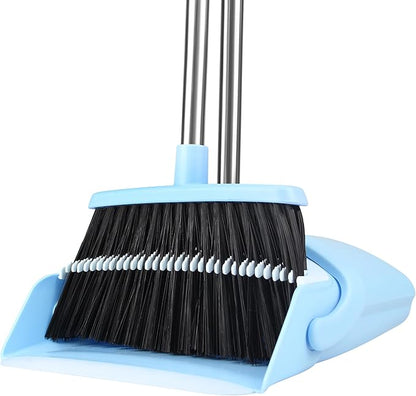 Broom and Dustpan Set, House Broom for Sweeping Indoor Collapsible Broom with Dust Pan Combo Set for Home Office Kitchen Lobby Floor Pet Hair