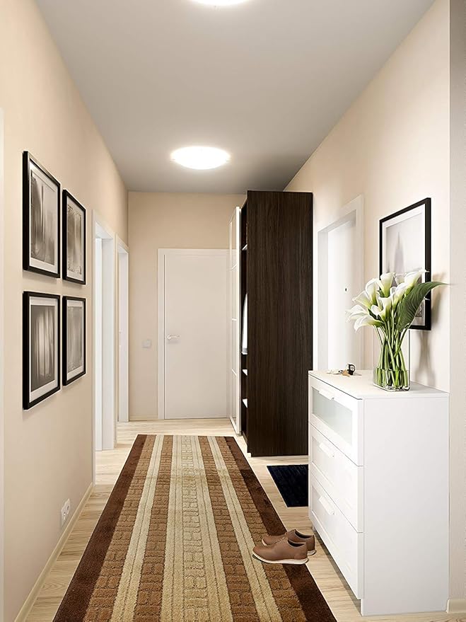 Custom Cut Hallway Runner Rug, Slip Resistant, 31 Inch Wide X Your Choice of Length, Path Brown, 31 Inch X 21 feet