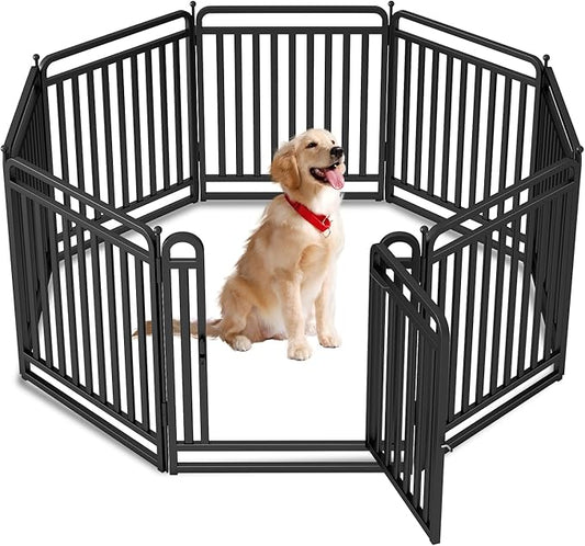New Thickened Version Dog Playpen, 32 Inch Dog Fences for The Yard, Portable Outdoor Dog Playpen for Large/Medium/Small Dogs, Foldable Metal Dog playpen, with Doors (8 Panels)