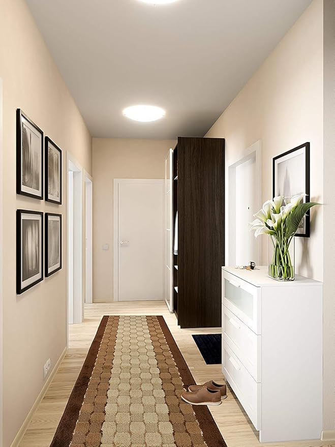 Custom Cut Hallway Runner Rug, Slip Resistant, 31 Inch Wide X Your Choice of Length, Checkered Brown, 31 Inch X 26 feet