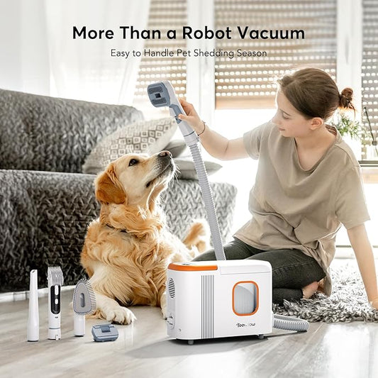 D20S Max+ Robot Vacuum and Mop, 6000Pa Suction for Pet Hair, with Self-Emptying Dock and Pet Grooming Parts, 10 Weeks Hands-Free Cleaning, PreciSense LiDAR Navigation, App & Voice Control