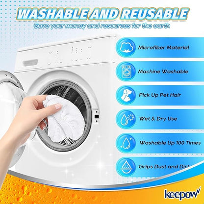 KEEPOW Universal Microfiber Cloths for Handheld Steam Cleaner Attachments Compatible with Wagner Spraytech, Bissell Steam Shot, Comforday, PurSteam, Washable Rags, 10 Pack