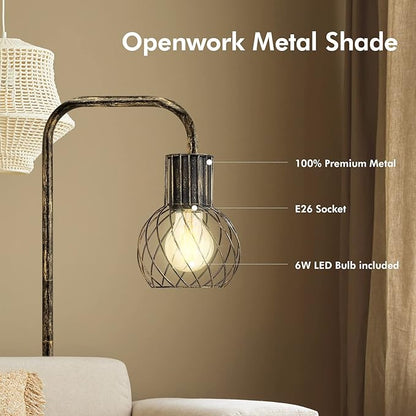 Industrial Floor Lamp, Antique Bronze Standing Lamp Modern with 6W LED Bulb, Foot Switch, Metal Tall Lamps for Living Room, Bedroom, Office, Vintage Stand Up Lamp, Minimalist Farmhouse Floor Lamp