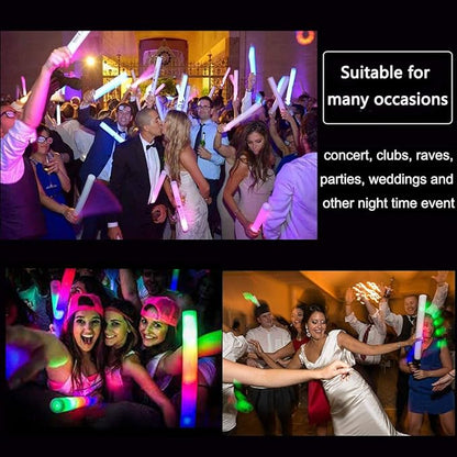 Glow Sticks Bulk - 100 Pcs LED Foam Sticks Glow in the Dark Party Supplies with 3 Modes Flashing Effect, Glow Batons Party Favors for Party Wedding Birthday Concert Halloween Christmas