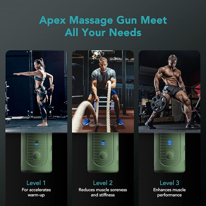Opove Massage Gun Fascia Percussive Muscle Massager 14.5mm for Back Pain Relief Workout Recovery in Gym Home Office Daily Massage, Ergonomic for Effortless to Use, Apex Green