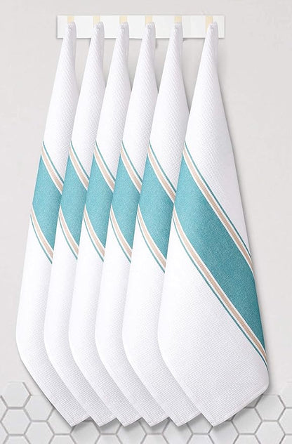Goroly Home 100% Cotton Kitchen Dish Towel Set of 6 Pack, Highly Absorbent Quick Drying, Machine Washable and Reusable Ultra Soft Tea Towel with Hanging Loop for Cleaning Dishes, 20x28 Inch Teal