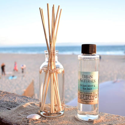 Urban Naturals Ocean Mist & Sea Salt Reed Diffuser Set | Made with Essential Oils & Real Botanicals | Decorative Air Freshener for Large Rooms | Beautiful Home Décor Makes a Great Gift