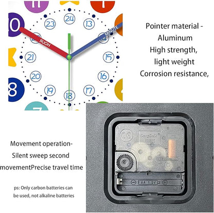 XFM Learning Clock for Kids 10 Inch Silent Colorful Teaching Time Clocks Battery Operated Kids Wall Clock Decorative for Kids Room Bedrooms Classroom