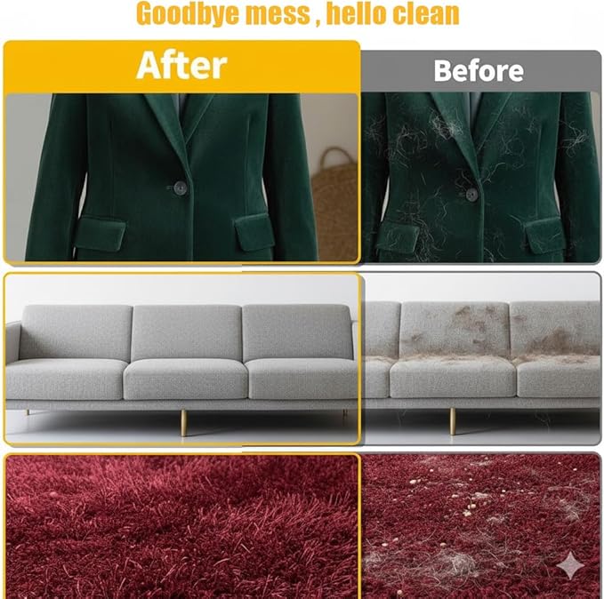 Pet Hair Remover Gloves (2 Pack), Reusable Electrostatic Cleaner for Furniture, Clothes & Car Interiors – Eco-Friendly, No Sticky Rollers