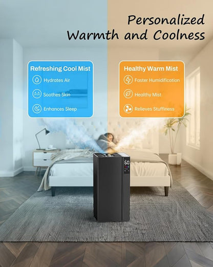Mifasol Humidifier Large Room Warm and Cool Mist, 5.3Gal/20L Humidifiers for Home 1500 sq ft, Double Nozzles Whole House Humidifier, Humidifiers for Bedroom Plants Office Commercial Large Areas, Black