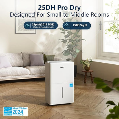 DuraComfort Dehumidifier for Basement,Up to 2500 Sq.Ft Small to Middle Rooms,Max to 35 Pints, Energy Star Certified Dehumidifiers,2024 New Model,White