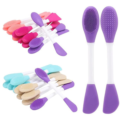20 Pcs Silicone Face Mask Applicator, 2 in 1 Double-Sided Facial Scrubber Brush Tool, Double-Head Manual Cleansing Brush for Deep Gentle Exfoliating
