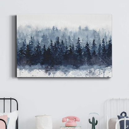 Wexford Home Home Decor Landscape Canvas Wall Art Abstract Floral Painting Modern Pictures Artwork Decoration for Living Room Kitchen Bathroom Office, Ready to Hang, indigo forest, 24x36