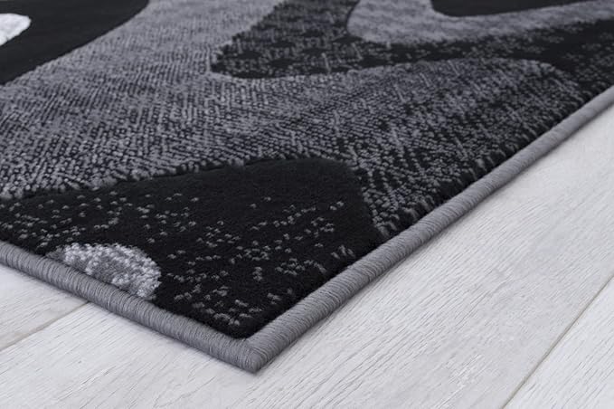 Allstar 5x7 Grey and Gainsboror Grey Modern and Contemporary Rectangular Accent Rug with Charcoal Grey Wavy Zigzag Design (4' 11 x 6' 11)