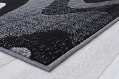 Allstar 5x7 Grey and Gainsboror Grey Modern and Contemporary Rectangular Accent Rug with Charcoal Grey Wavy Zigzag Design (4' 11 x 6' 11)