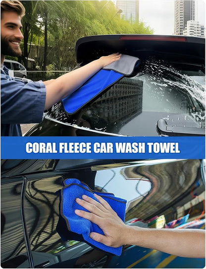 15°Curved Car Wash Brush with Long Handle Kit, 55-Inch 4-Section Extendable Pole with Replacement Head, Chenille Mitt, Tire & Wheel Hub Brushes, Towel, Storage Bag for Car, RV, Truck [Scratch Free]