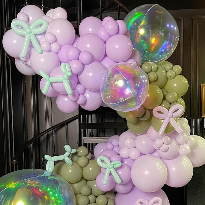 Iridescent Balloons 9 pcs,Iridescent Birthday Decorations Giant 4D Round Balloons 22 Inch for Wedding Baby Shower Holographic Party Decor
