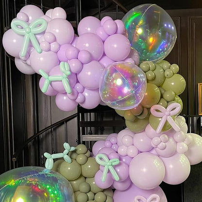 Iridescent Balloons 9 pcs,Iridescent Birthday Decorations Giant 4D Round Balloons 22 Inch for Wedding Baby Shower Holographic Party Decor