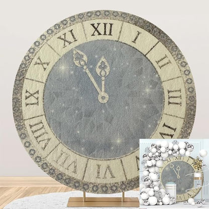 5x5ft Happy New Year 2025 Round Backdrop Cover for New Year Eve Party, Family Party Celebration, Photography Background