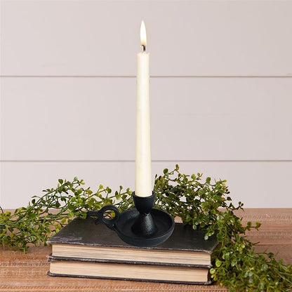 Iron Taper Candle Holders Set of 2, Black Metal Candlestick for Table Centerpieces, Wedding Decor and Dinner Party (Handle)
