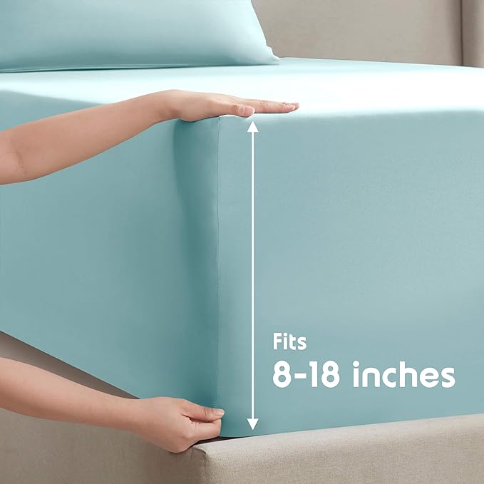 Nestl Full Sheet Set - Luxury 1800 Ultra-Soft Microfiber Full Bed Sheets - Double Brushed - Deep Pockets - Easy Fit - 4 Piece Set - Bedding Sheets & Pillowcases (Full, Light Blue)
