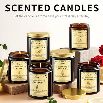Cedar Scented Candles, 7oz Soy Wax Candle, Long Lasting Aromatherapy Jar Candle for Home, Scented Long Burning Candle Gift for Women and Men