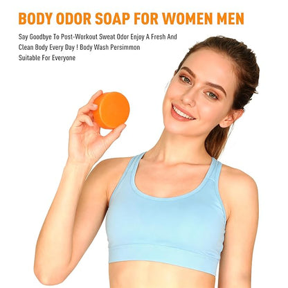 120G Round Persimmon Soap for Body Odor & Old People Smell Eliminator, Natural Purifying Deodorizing Soap for Women & Men, 2 Bars