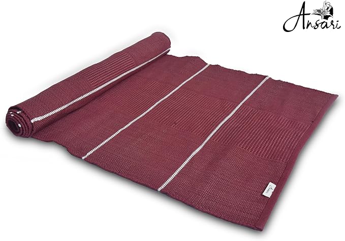 Craftyansari Handwoven Cotton Yoga Mat, Natural, 72 x 24 Inches, Fair Trade, Soft Absorbent Surface for Exercise, Workout, Meditation