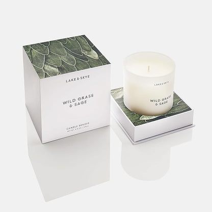 Lake & Skye Wildgrass & Sage Candle (8 oz) 50 Hours of Burn Time, 100% Soy Wax, Vegan