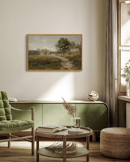 InSimSea Framed Canvas Wall Art Vintage Decor, Room Decor Classical Oil Painting Canvas Prints Arkville Landscape Vintage Wall Art Home Decor, 16"x24"