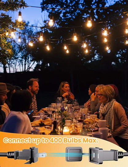 Svater Outdoor String Lights Led 105FT, Commercial Grade Patio Lights with 1W Dimmable S14 Shatterproof Bulbs, ETL Listed Heavy-Duty Outside Waterproof Cafe Bistro Market Lighting Warm White
