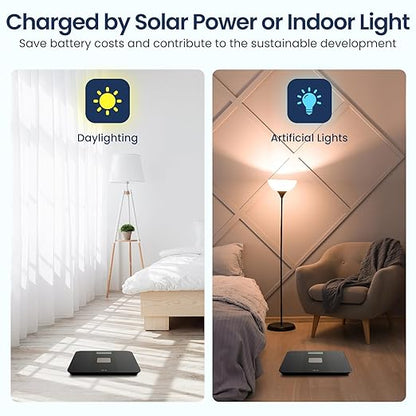 Solar Powered Weight Scale with Endless Power, Scale for Body Weight, Electronic Bathroom Scale for Weight Loss, Digital Weighing Scale with 0.1lb Accuracy No Battery Required, 400lb/180kg