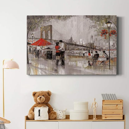 Wexford Home Home Decor Landscape Canvas Wall Art Abstract Floral Painting Modern Pictures Artwork Decoration for Living Room Kitchen Bathroom Office, Ready to Hang, NOW YORK ROMANCE, 32x48