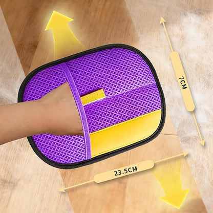 Pet Hair Removal Glove - Electrostatic Reusable Magic Brush Glove for Dog & Cat Hair Removal on Furniture, Car Seats, Clothes & Bedding (Purple)