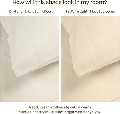 California Design Den Luxury Queen Sheets Set - Buttery Soft 800 Thread Count Sateen, 100% Cotton Bed Sheets Set with Deep Pockets, Beats Fake Egyptian Claims, Durable Bedding (Creamy Ivory)