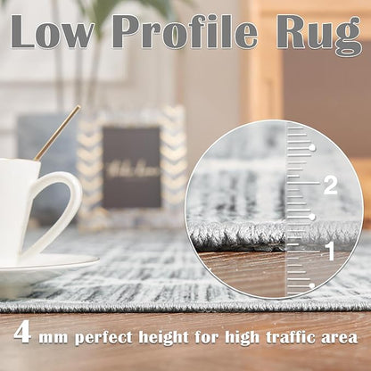 jinchan Hallway Runner Rug 2x10 - Moroccan Kitchen Machine Washable Runner Rug Modern Geometric Ultra-Thin Low-Pile Non-Slip Carpet for Laundry Room Bedroom Farmhouse (2x10ft, Grey)
